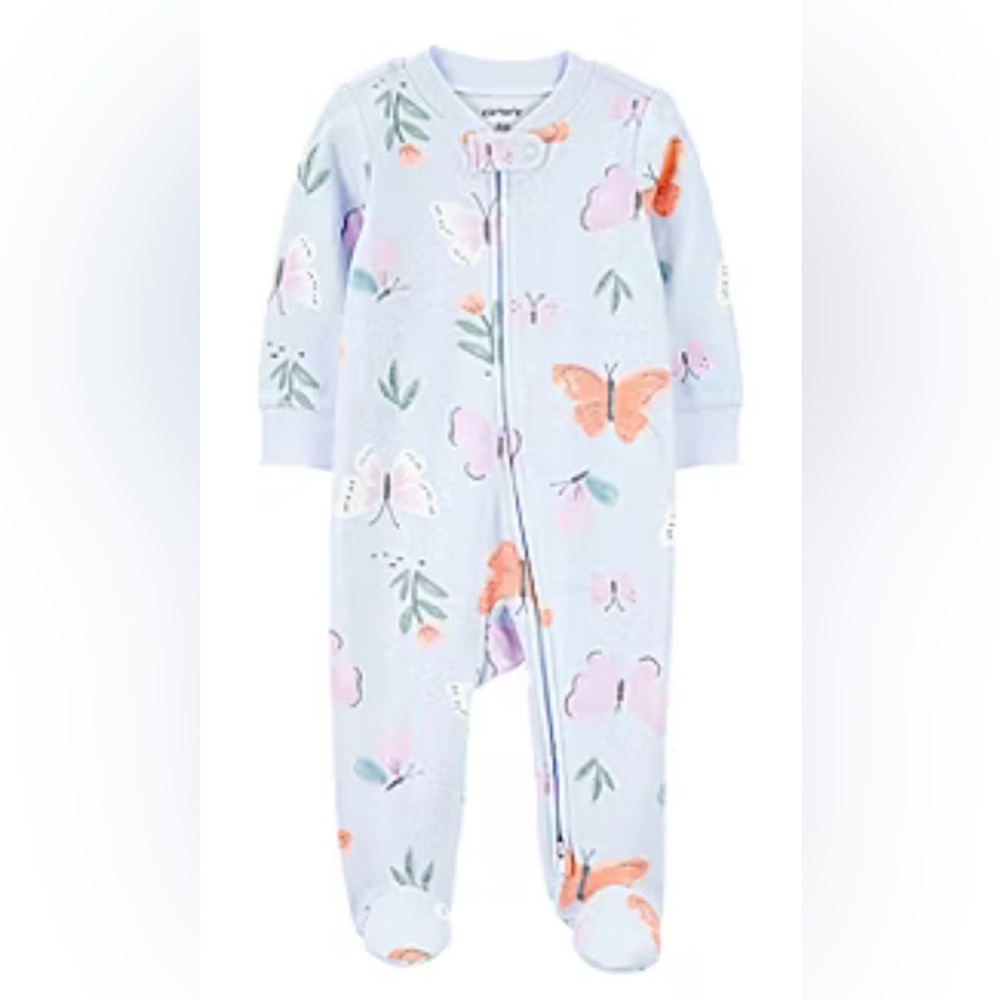 Carter’s Baby Girls 3 Month Footie Pajamas 2 Way Zipper 100% Cotton New With Tag